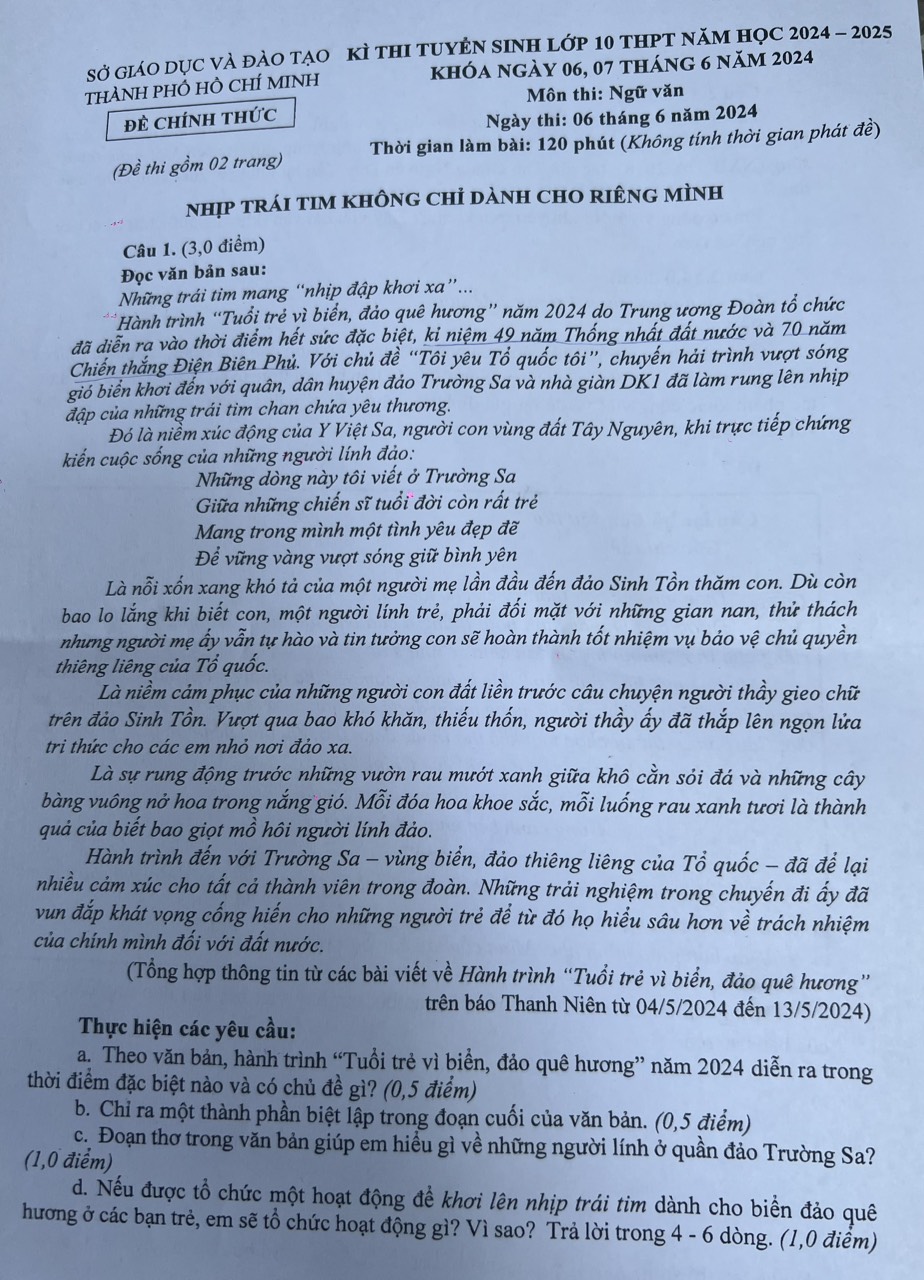 Bài viết trên Báo Thanh Niên là ngữ liệu đề thi ngữ văn vào lớp 10 TP.HCM- Ảnh 1.