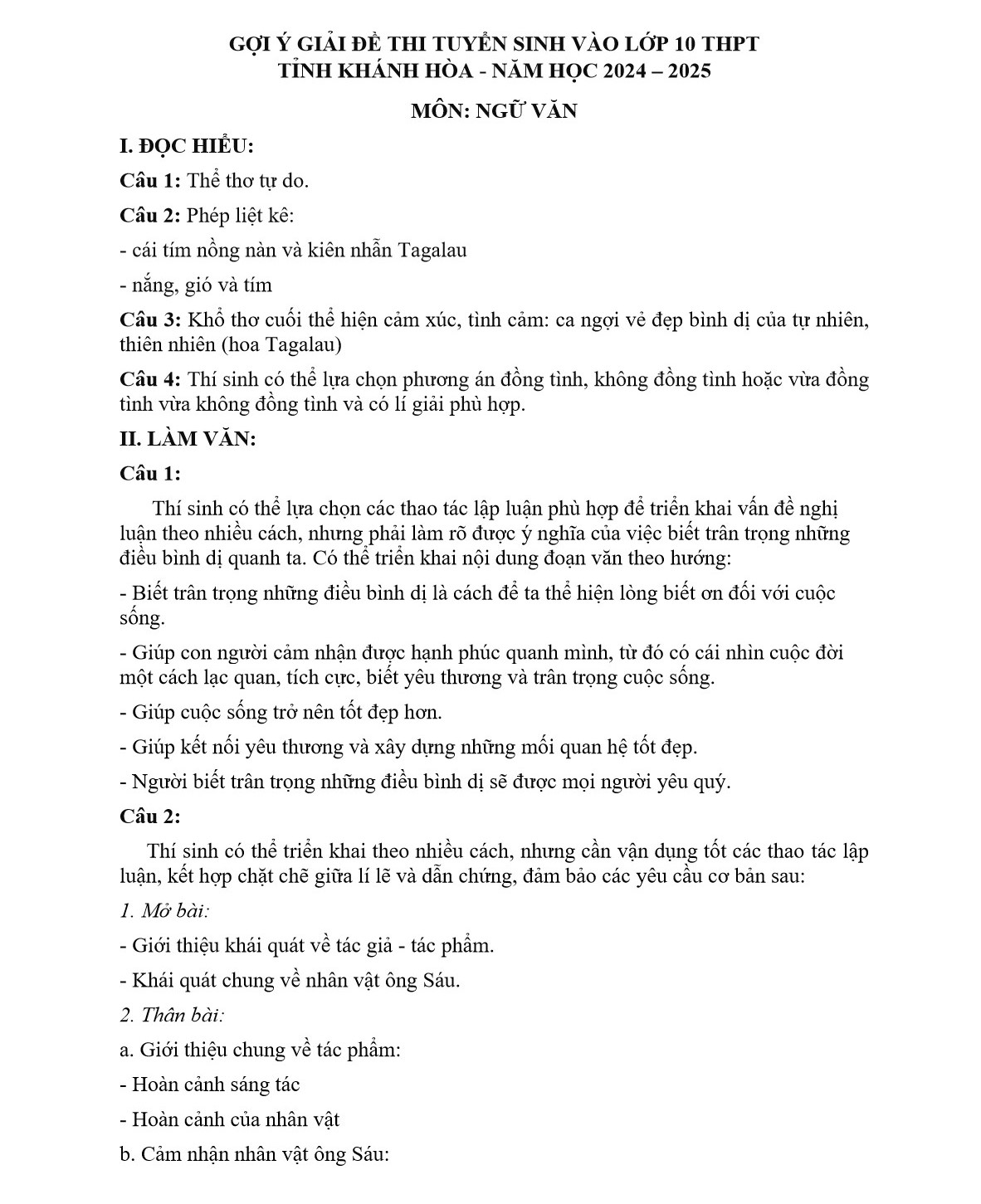 Gợi ý giải đề thi môn ngữ văn tuyển sinh lớp 10 tỉnh Khánh Hòa- Ảnh 2.