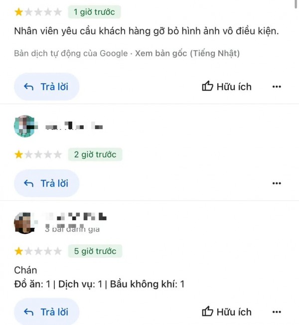 Nhà hàng bị đánh giá 1 sao vì tưởng nhầm liên quan vụ khách tố bắt xóa hình