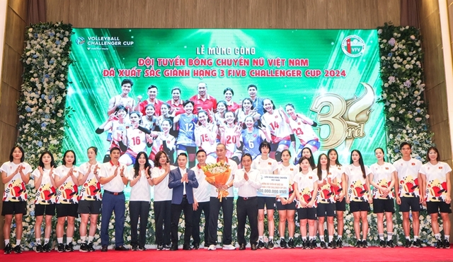 Bóng chuyền nữ Việt Nam được thưởng lớn sau thành tích giành vị trí thứ 3 tại FIVB Challenger Cup - Ảnh 1.