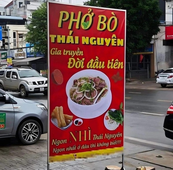 Quán phở bò ở Thái Nguyên gây 'sốt' với khẩu hiệu dí dỏm, tự nhận 'ngon nhì'
