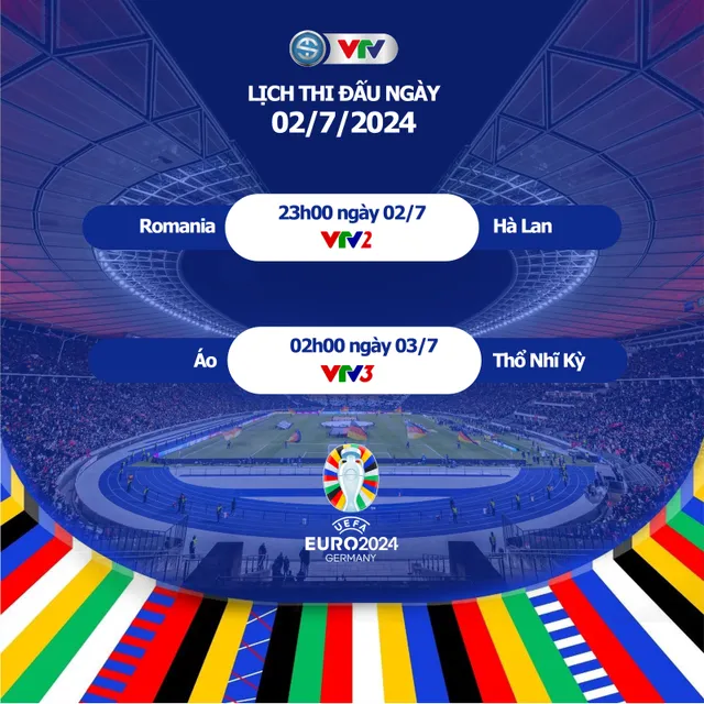 Lịch thi đấu và trực tiếp EURO 2024 hôm nay trên VTV: Romania vs Hà Lan, Áo vs Thổ Nhĩ Kỳ - Ảnh 1.