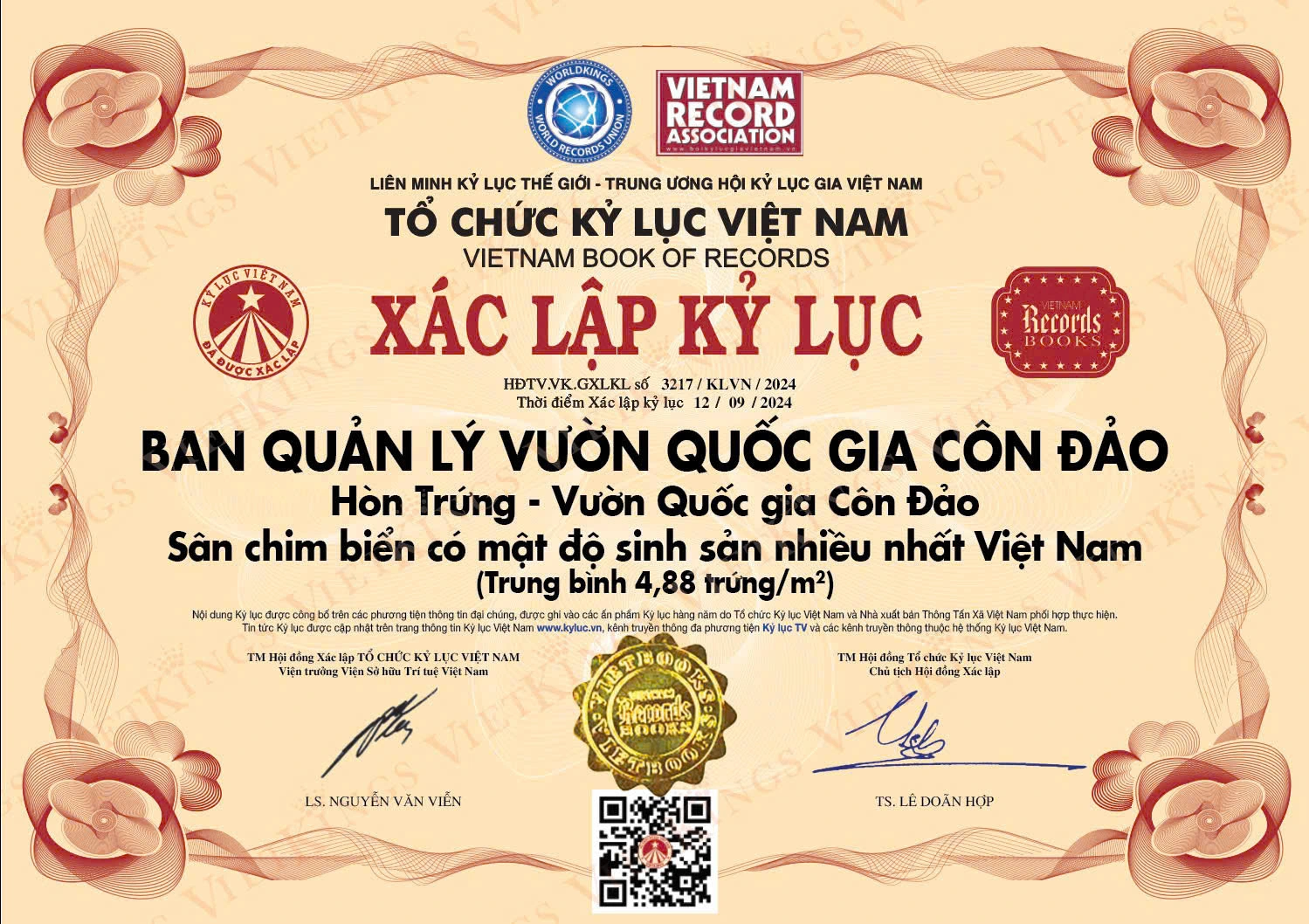 Vườn quốc gia Côn Đảo: Trung bình mỗi m2 tại Hòn Trứng có 4,88 trứng chim biển