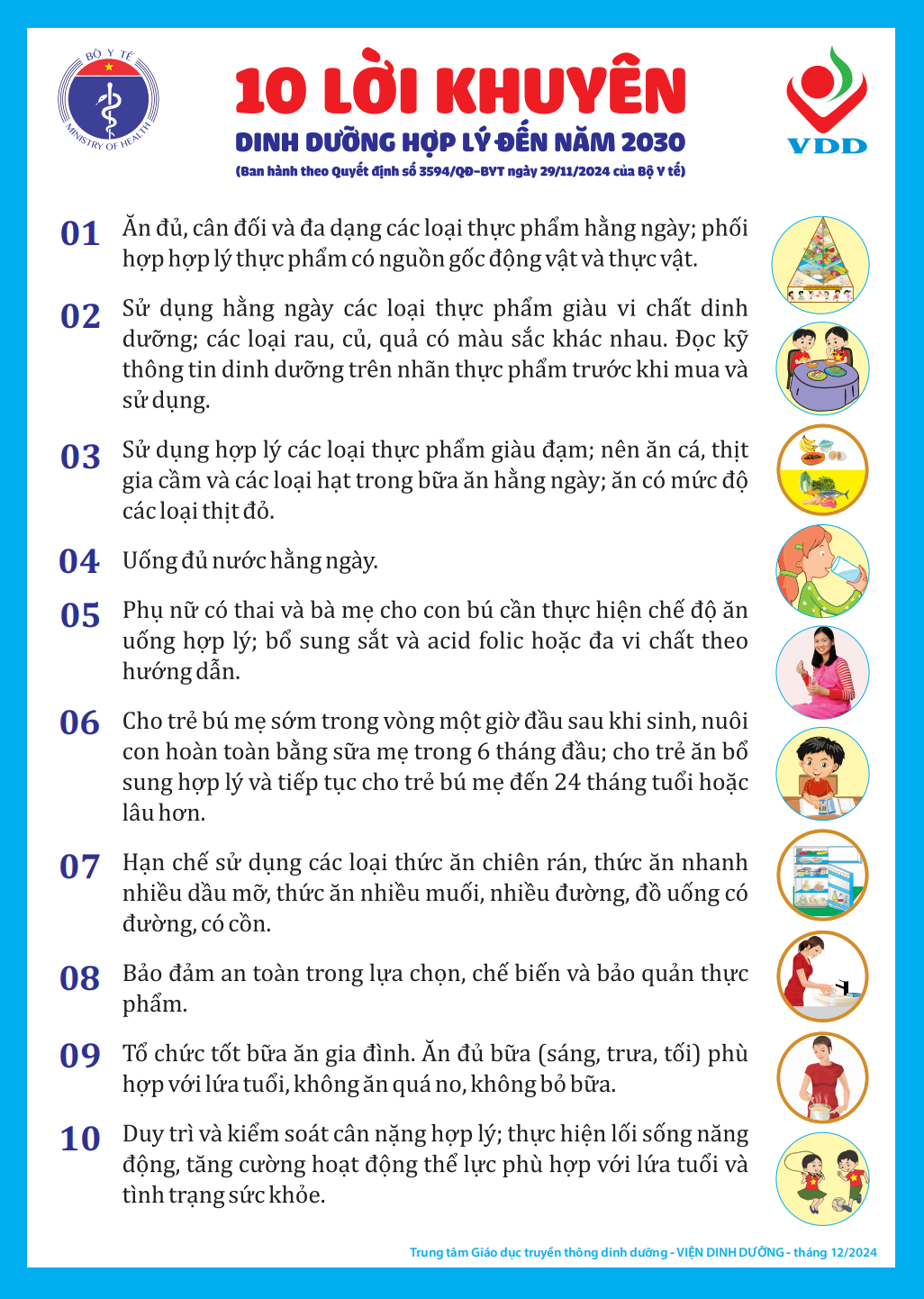 Bộ Y tế ban hành 10 lời khuyên dinh dưỡng hợp lý đến năm 2030 Bộ Y tế ban hành 10 lời khuyên dinh dưỡng hợp lý đến năm 2030