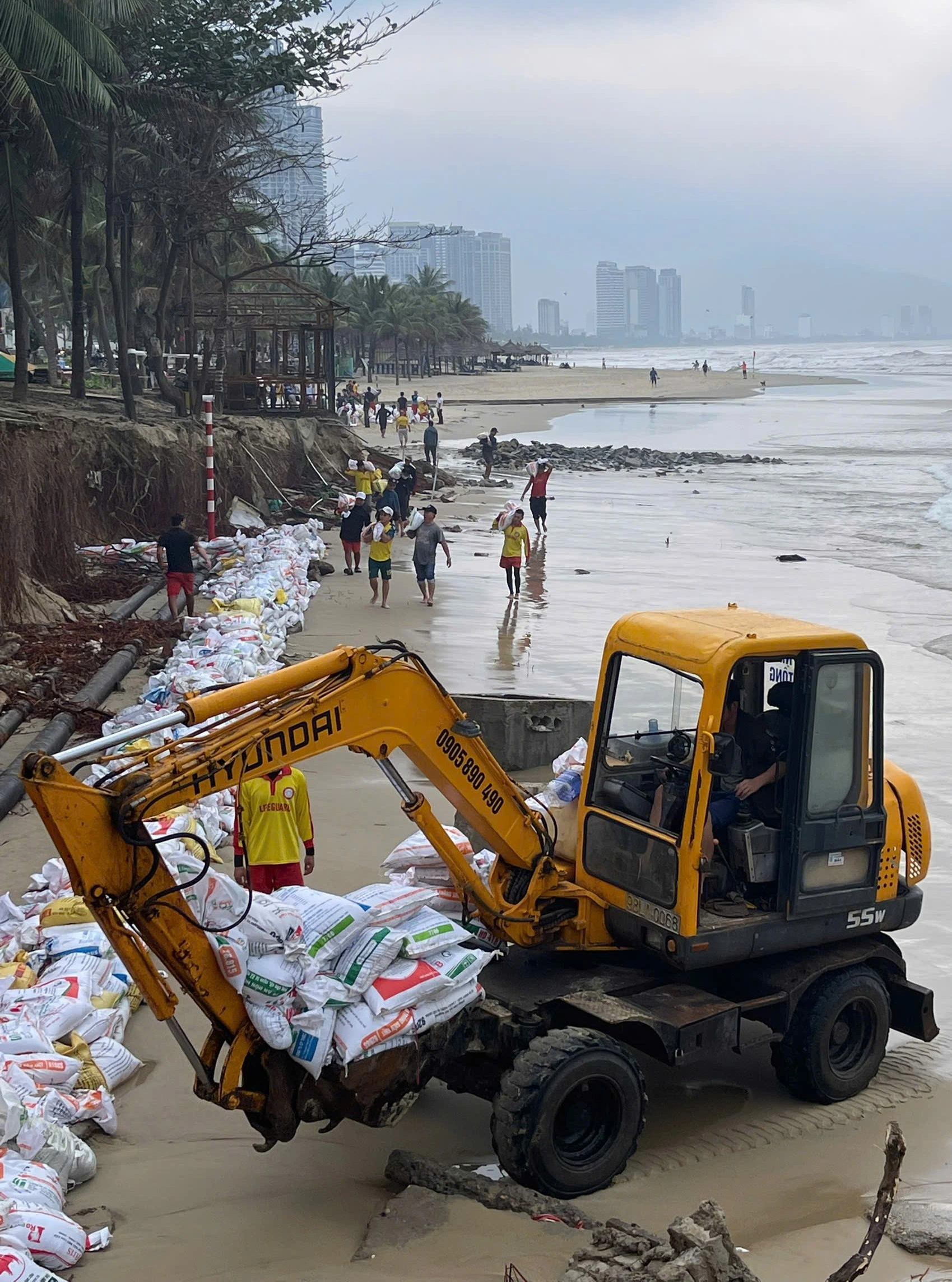 Sạt lở ở biển Mỹ Khê Đà Nẵng: Huy động hơn 200 người ứng phó khẩn cấp