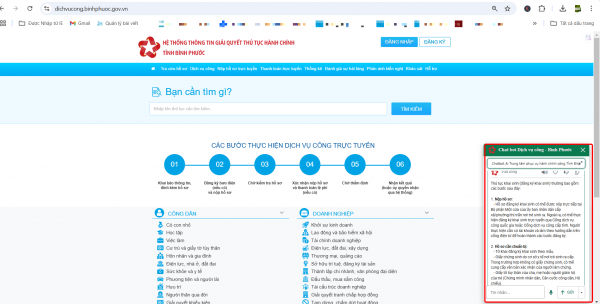 Bình Phước: Tích hợp chatbot AI trên cổng thông tin dịch vụ công