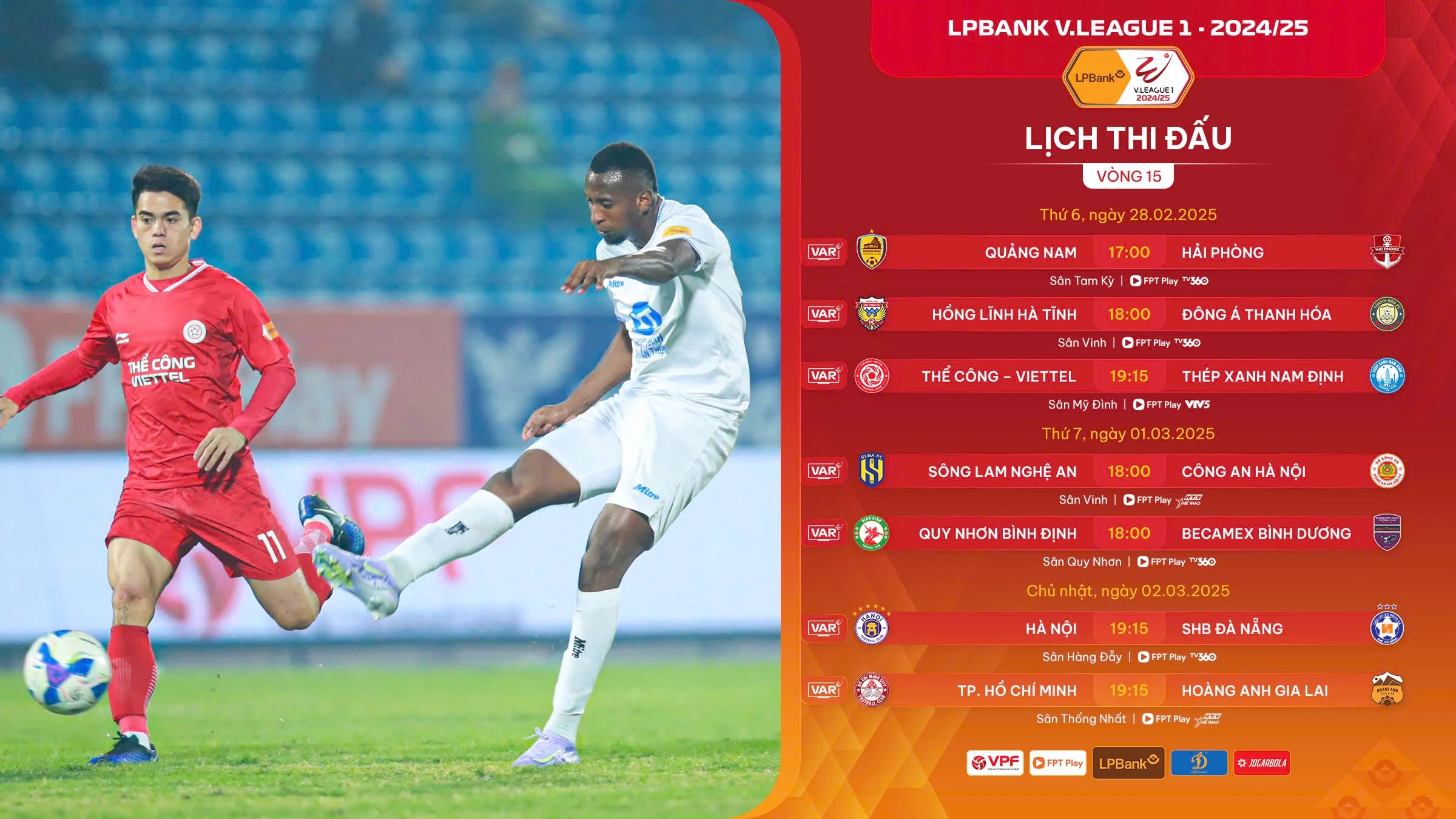 Lịch thi đấu V-League hôm nay: Hấp dẫn Thể Công Viettel đấu CLB Nam Định, ngôi đầu cực nóng