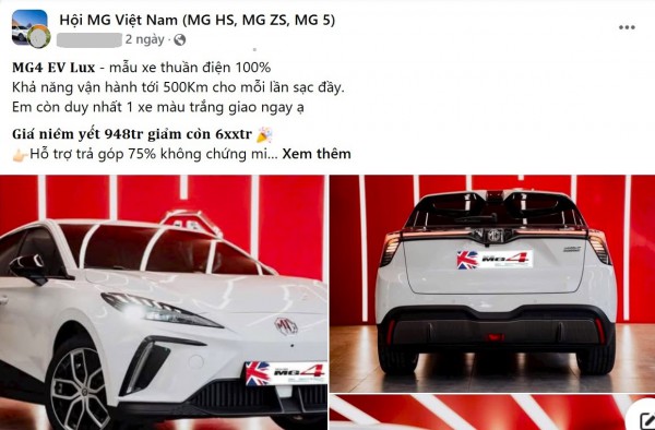 SUV điện cỡ nhỏ MG4 EV giảm giá gần 300 triệu đồng