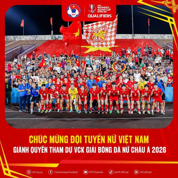 AFC tặng ‘quà đặc biệt’ chúc mừng đội tuyển nữ Việt Nam, ca ngợi VFF và sân Việt Trì