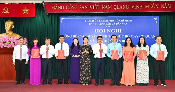 Ban Tuyên giáo và Dân vận Thành ủy TP.HCM công bố nhân sự chủ chốt cấp phòng