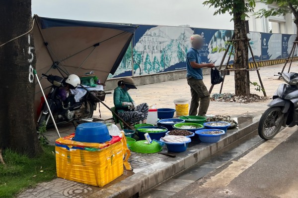Chợ cóc 'mọc' nhan nhản, bày bán thịt heo dưới lòng đường Hà Nội