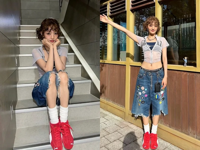 Sao Hàn lăng xê quần jeans lửng thành item hot mùa thu