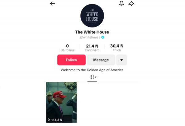 Nhà Trắng chính thức mở tài khoản TikTok