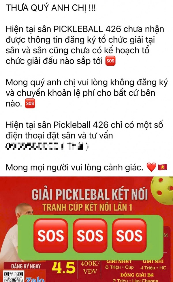 Lừa đảo tìm đến người chơi pickleball