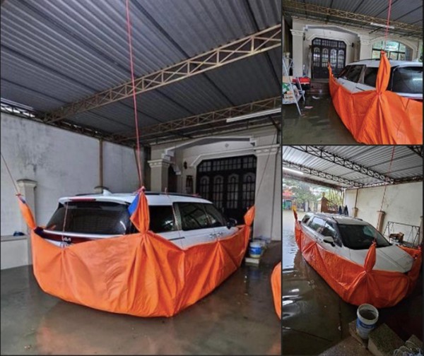 Người dân khu vực bị ảnh hưởng bão số 10, tìm mọi cách bảo vệ ô tô