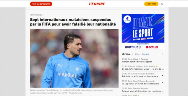 L'Equipe và Sky Sports bất ngờ lên tiếng vụ nhập tịch lậu: Bóng đá Malaysia hoảng loạn