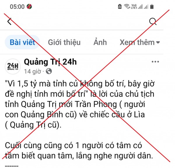 Xác minh nhiều trang mạng xuyên tạc ý của Chủ tịch UBND tỉnh Quảng Trị Xác minh nhiều trang mạng xuyên tạc ý của Chủ tịch UBND tỉnh Quảng Trị