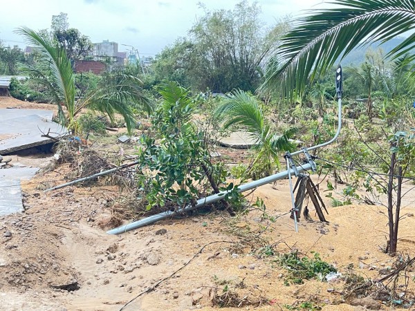 Đê phụ Vân Hội tan hoang sau mưa lũ