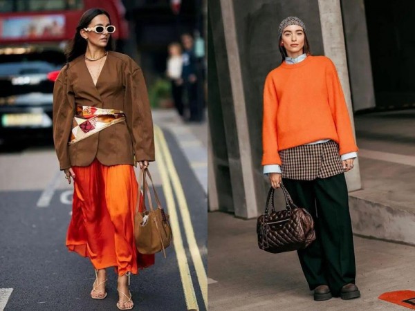 Kết hợp cam và nâu cho phong cách mùa đông hoàn hảo