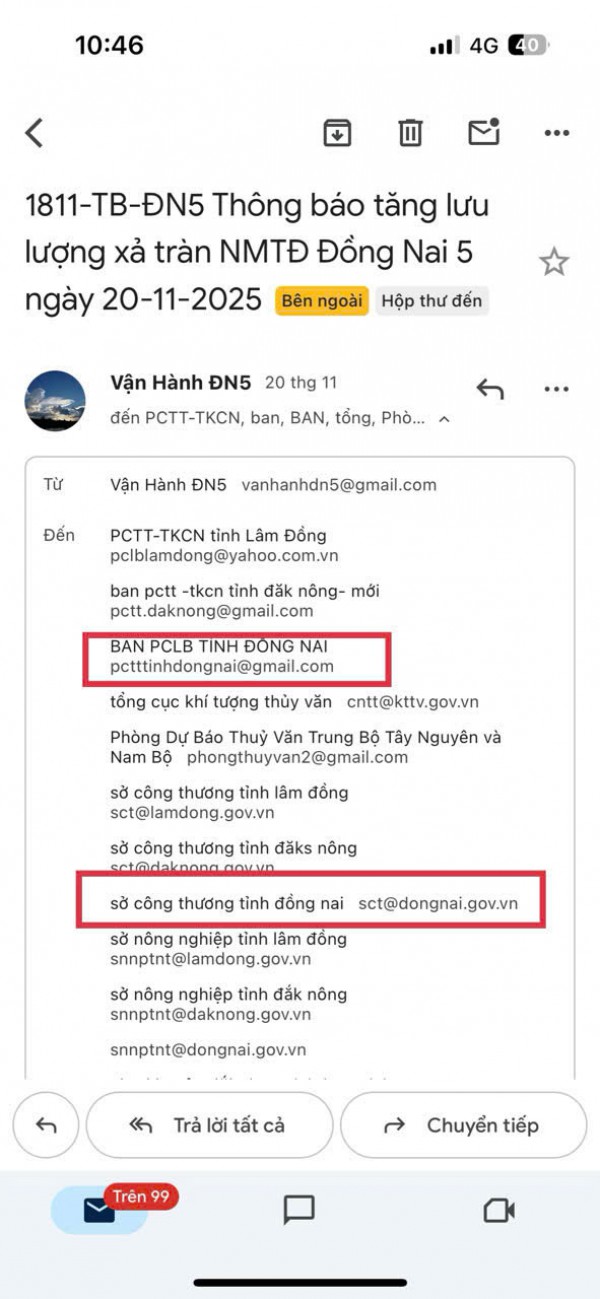 Thủy điện Đồng Nai 5 phản hồi khi xã nói 'không nhận được thông báo xả lũ' Thủy điện Đồng Nai 5 phản hồi khi xã nói 'không nhận được thông báo xả lũ'