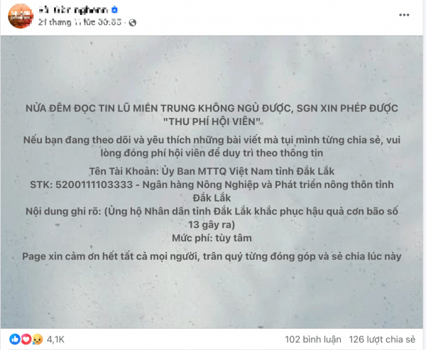 Nhiều hội nhóm bất ngờ 'thu phí hội viên' vì vùng lũ miền Trung