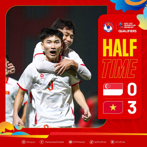 Thắng đậm Singapore, U.17 Việt Nam ra quân ấn tượng tại vòng loại châu Á