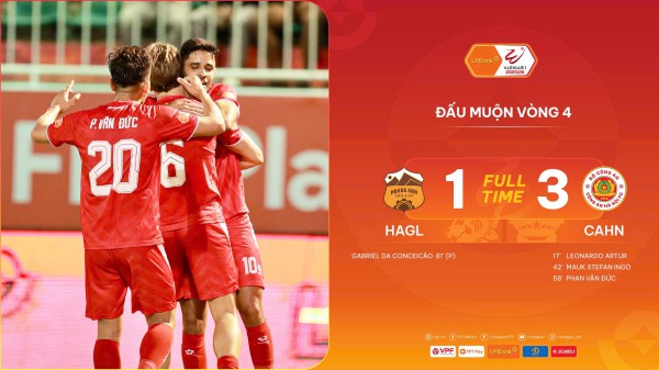 Bảng xếp hạng V-League mới nhất: HAGL của sao U.22 Việt Nam thua CLB CAHN trận đấu bù, chưa thoát hiểm