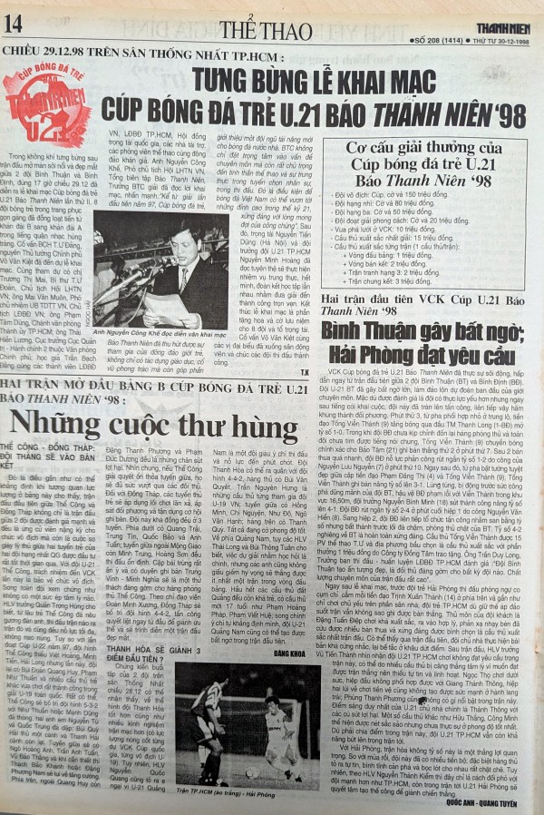 U.21 Báo Thanh Niên bệ phóng tài năng cho bóng đá Việt Nam U.21 Báo Thanh Niên bệ phóng tài năng cho bóng đá Việt Nam