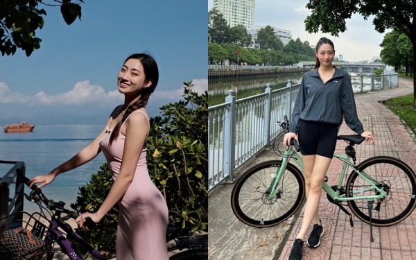Sao Việt khỏe đẹp: Lương Thùy Linh chăm đạp xe giúp dáng săn chắc