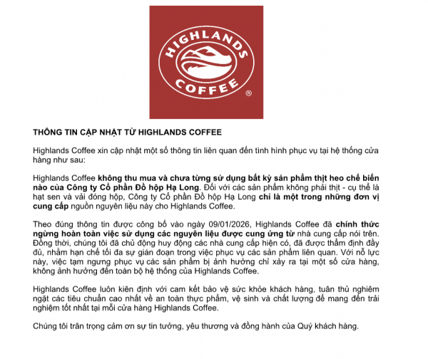 Highlands Coffee bán lại trà sen vàng, trà vải ở một số cửa hàng Highlands Coffee bán lại trà sen vàng, trà vải ở một số cửa hàng