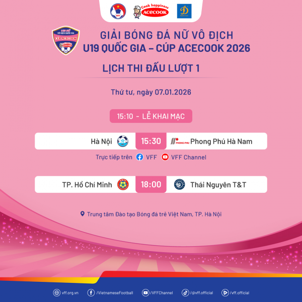 HLV Mai Đức Chung tìm nhân tài tại giải bóng đá nữ vô địch U.19 quốc gia - Cúp Acecook 2026 HLV Mai Đức Chung tìm nhân tài tại giải bóng đá nữ vô địch U.19 quốc gia - Cúp Acecook 2026