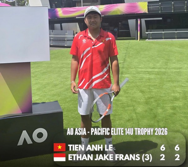 Lê Tiến Anh trước cơ hội vào bán kết U.14 đơn nam quần vợt Úc mở rộng Lê Tiến Anh trước cơ hội vào bán kết U.14 đơn nam quần vợt Úc mở rộng