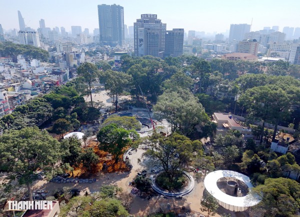 Cận cảnh biểu trưng hình giọt nước tại công viên số 1 Lý Thái Tổ