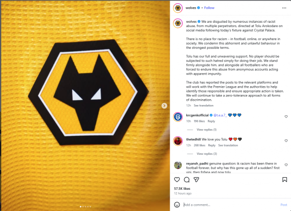 Sốc: CLB Wolverhampton phản ứng dữ dội CĐV bình luận  phân biệt chủng tộc, có tài khoản tên tiếng Việt