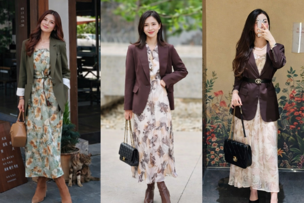 Blazer phối váy hoa nhí “gây sốt” mùa xuân 2026