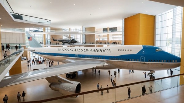 Hé lộ thiết kế thư viện ông Trump: tạc tượng vàng, đặt chuyên cơ Không lực Một