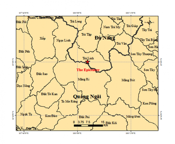 Trong 3 giờ, 5 trận động đất liên tiếp xảy ra ở Đà Nẵng và Quảng Ngãi