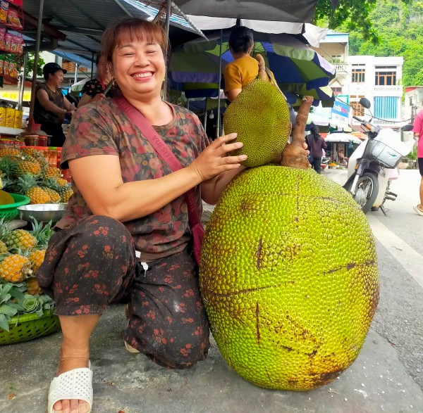 Quả mít khổng lồ nặng 53 kg: Bổ ra, ai trong chợ cũng bất ngờ