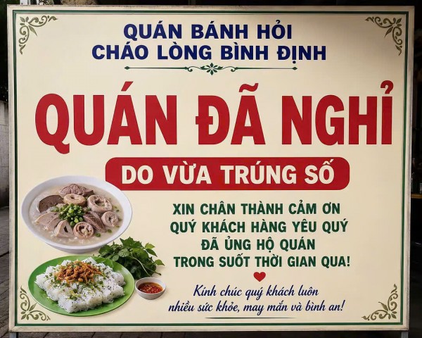 Thông báo 'quán nghỉ bán vì trúng số' gây xôn xao: Bạn có nghỉ việc nếu đổi đời?
